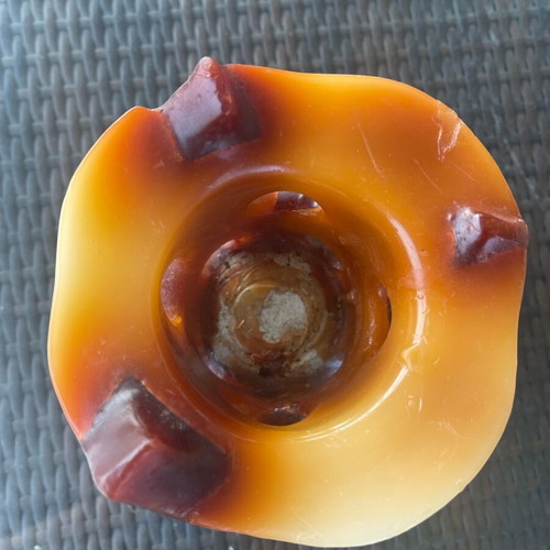 Handmade KHIROS candle like new, brown color with tealight holder