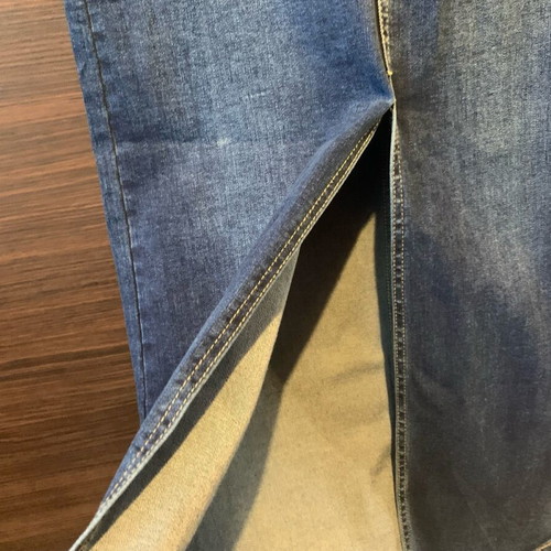 Denim skirt with slit like new, size S, blue