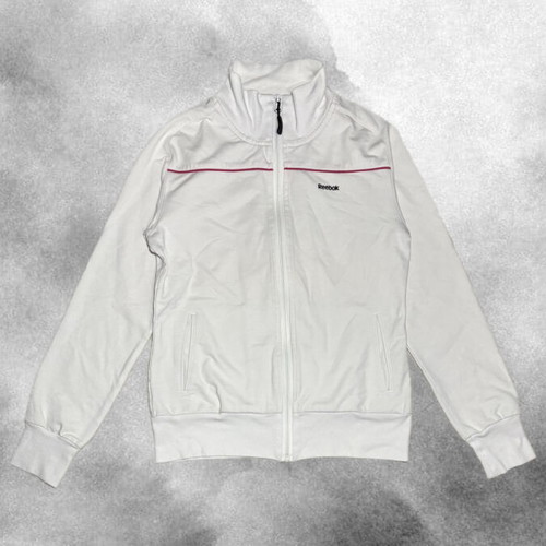 Reebok White Track Jacket with Pink Accent like New