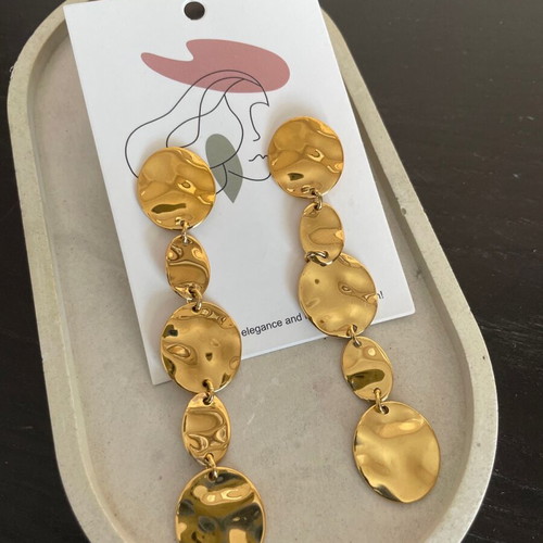 Dangling earrings new, gold stainless steel