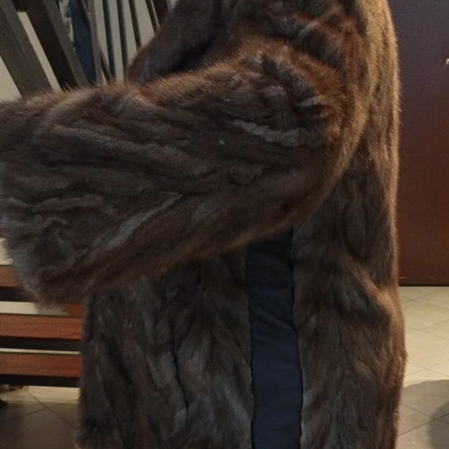 Women's authentic fur brown with leatherette like new