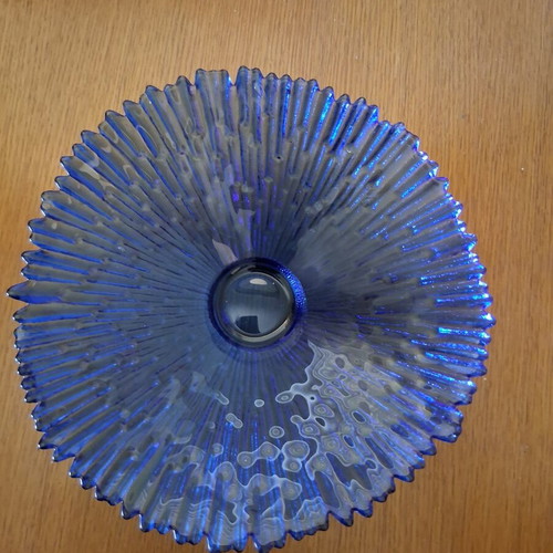 Glass Salad Bowl blue 30×10cm like new
