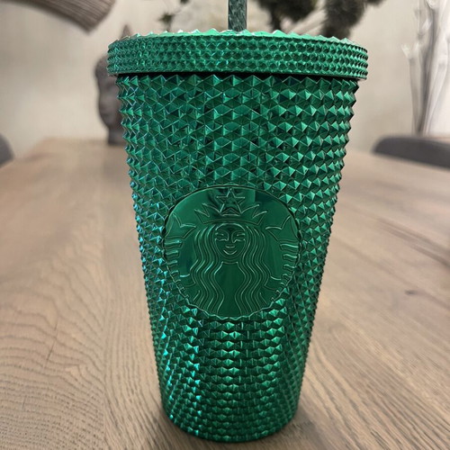 Starbucks Dark/Emerald Green Diamond Studded Cold Cup, 24 oz