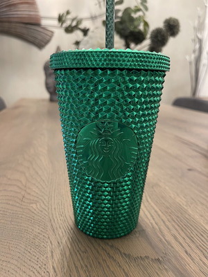 Starbucks Dark/Emerald Green Diamond Studded Cold Cup, 24 oz