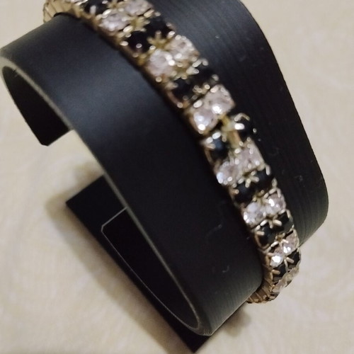 Elastic bracelet with rhinestones like new, black and white