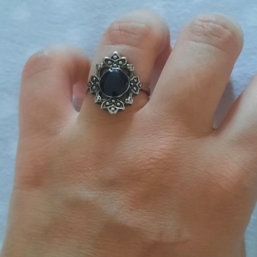 Silver and black ring, 2 cm diameter