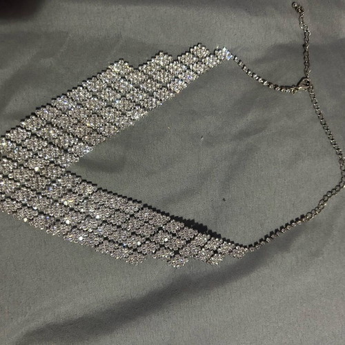 Statement necklace with strass used, grey