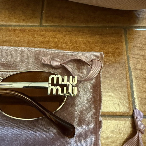 Miu Miu sunglasses, gold, with case, pouch and box