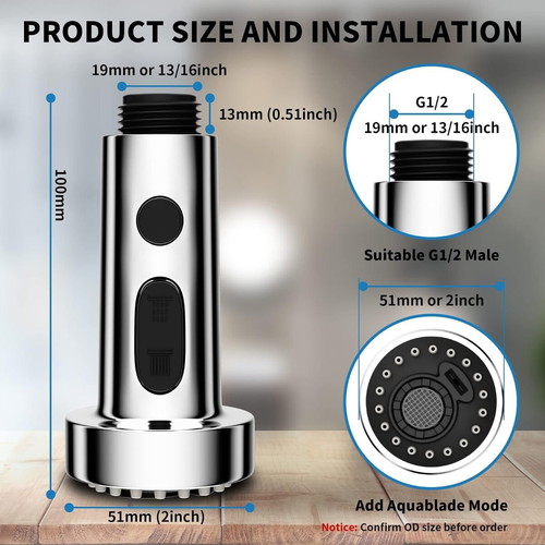 Universal 3-in-1 Kitchen Faucet Aerator with Rotating Shower Head