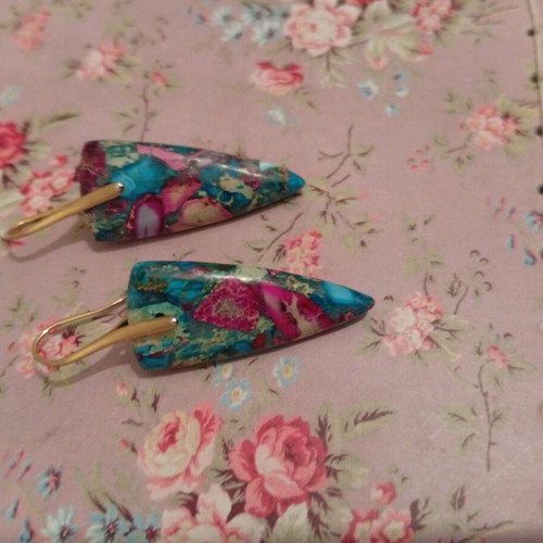 Zen natural earrings colorful dangling like new