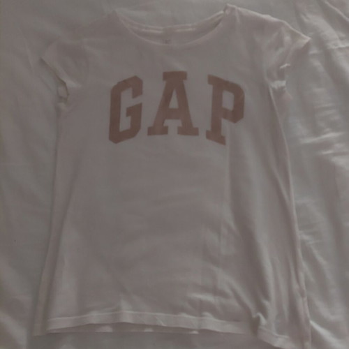 Gap white summer t-shirt with gold letters, size M