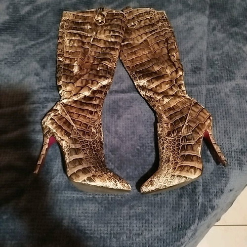Animal Print Boots new, size 36, beige and brown