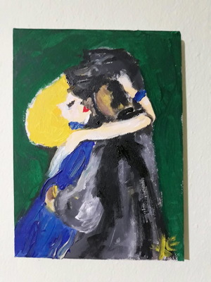 Painting on canvas with acrylics handmade pop Art 24x18 cm