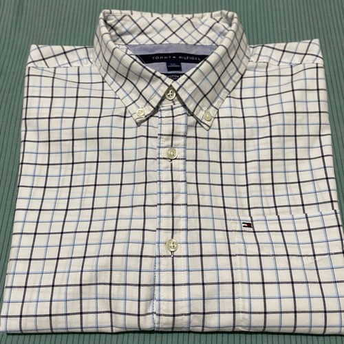 Tommy Hilfiger men's dress shirt, Large, Custom Fit, plaid
