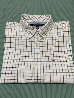 Tommy Hilfiger men's dress shirt, Large, Custom Fit, plaid