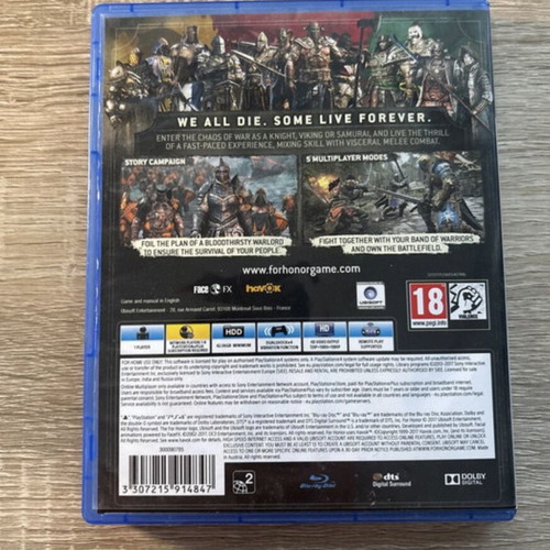 For Honor PlayStation 4 game like new, action adventure fighting