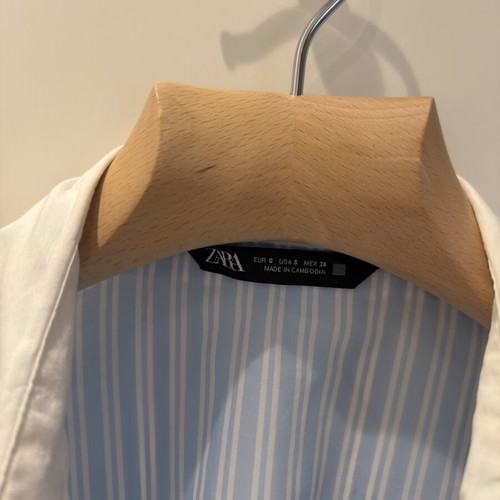 Zara baby blue striped shirt like new, size S fits M loose style