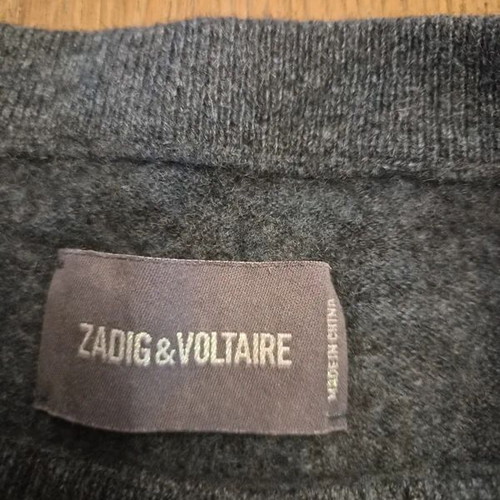 Zadig & Voltaire Cashmere Sweater with Star Design, Size S, Grey