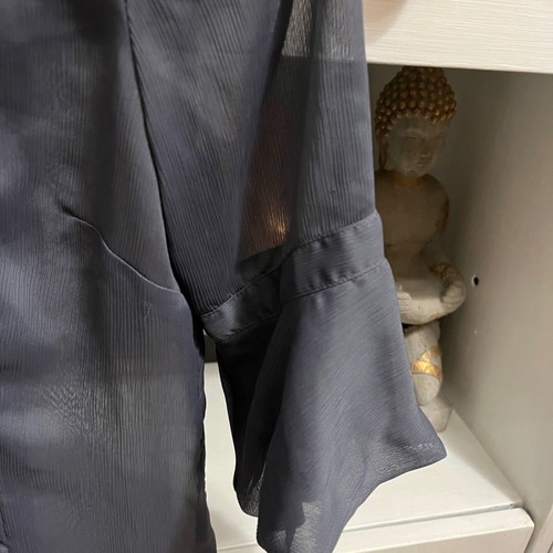 Transparent gray shirt new with stand-up collar and 3/4 sleeve