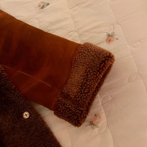 Leather women's coat like new, brown, size small