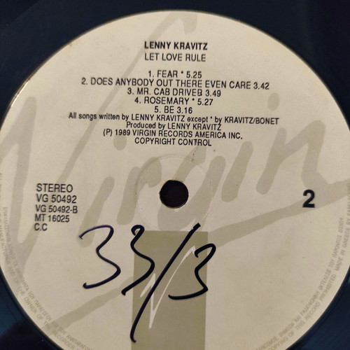 Lenny Kravitz Let Love Rule LP vinyl album used, original Greek pressing 1989