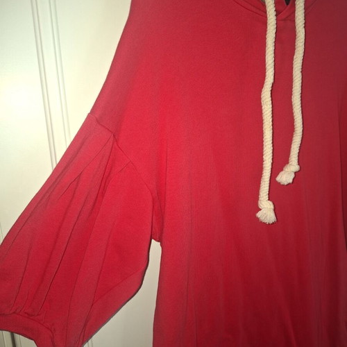 Mini sweatshirt dress with hood like new, red