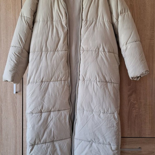 Zara puffer long coat, warm, like new, beige, oversized