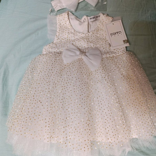 Baby dress with tulle 6 months new with baby headband