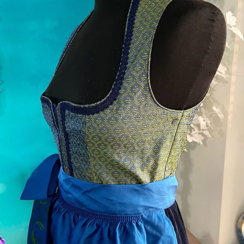 Traditional Bavarian dirndl dress new with blue and yellow apron