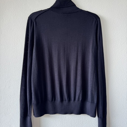 COS 100% merino wool turtleneck top, size M, navy
