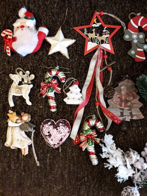 Christmas ornaments like new, wood and ceramic