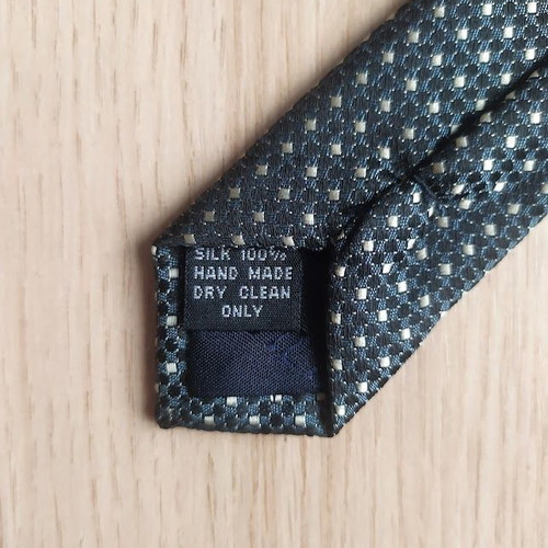 Silk men's tie handmade, like new, white and gray