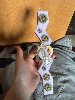 Handmade Easter candle with customizable color and letter