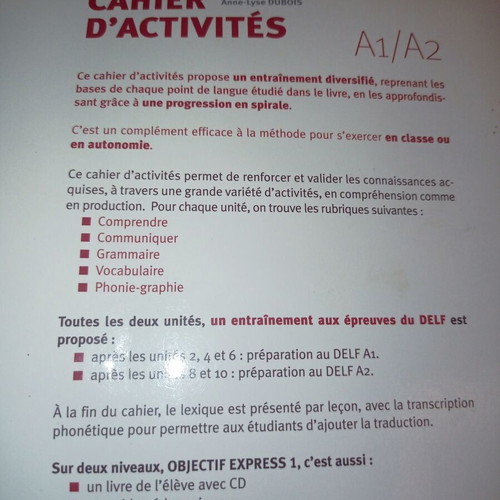 Objectif EXPRESS French exercise book level A1 A2 new