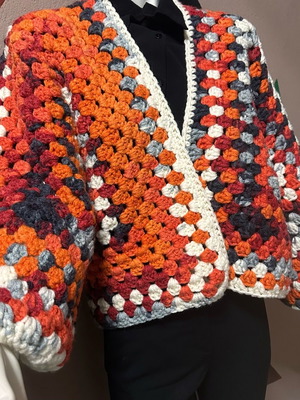 Handmade knitted cardigan made to order with hexagon technique