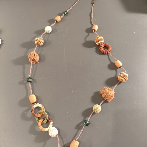 Handmade Boho Necklace ~100cm, earth tones