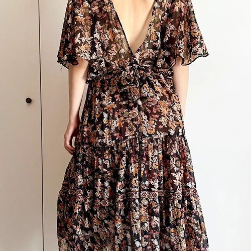 Zara Boho Flowy Maxi Dress like new, floral black multicolor