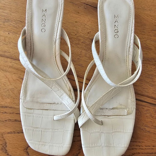 Mango mules used white croc-effect ecological leather size 38