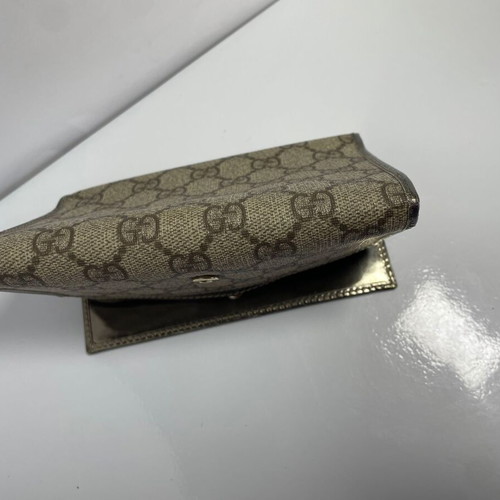 Gucci canvas wallet used, beige, 4 card slots, coin compartment