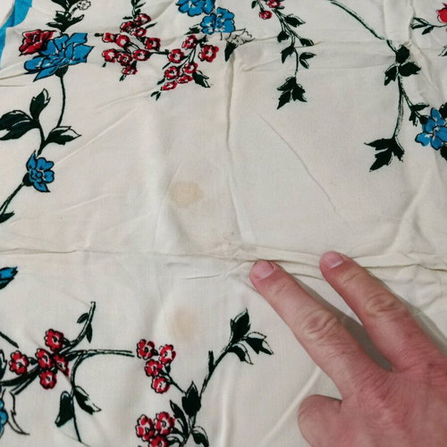Headscarf used, size 60x60 cm with stains