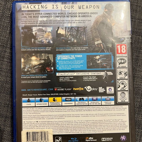 Watch Dogs PS4 Game like new