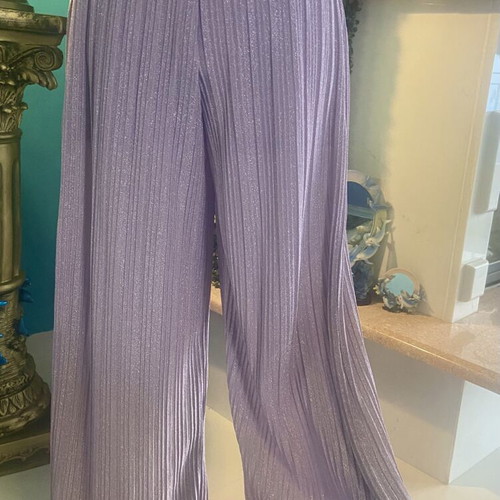 Lilac iridescent pleated palazzo pants