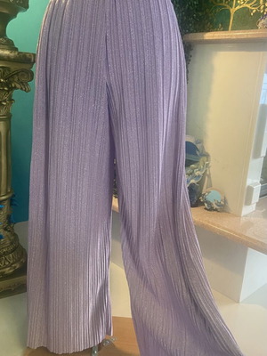 Lilac iridescent pleated palazzo pants