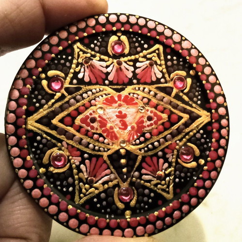 Handmade Ajna Mandala magnet new, decorative plaster art