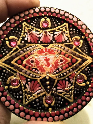 Handmade Ajna Mandala magnet new, decorative plaster art