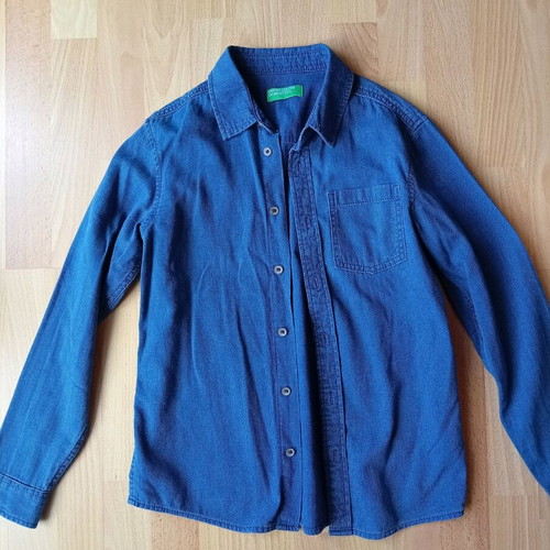 Benetton boys' dress shirt 10-11 years, 150cm like new, blue