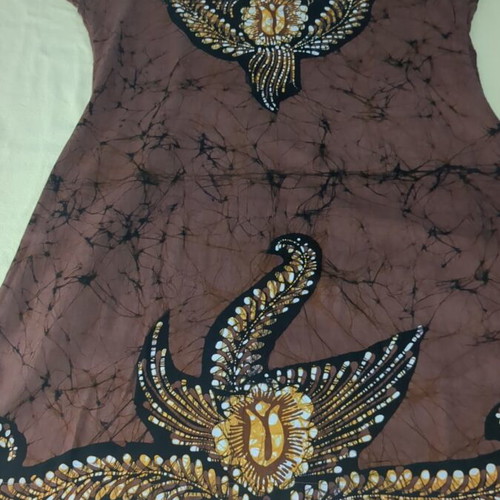 Cotton Kaftan with Front Print like new, brown and yellow, XL