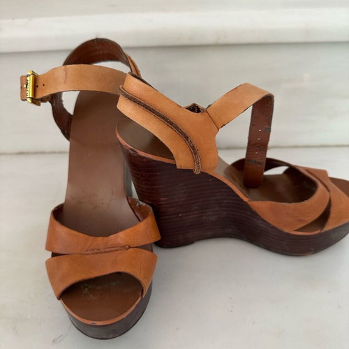 Ralph Lauren leather platform sandals like new, size 37, brown
