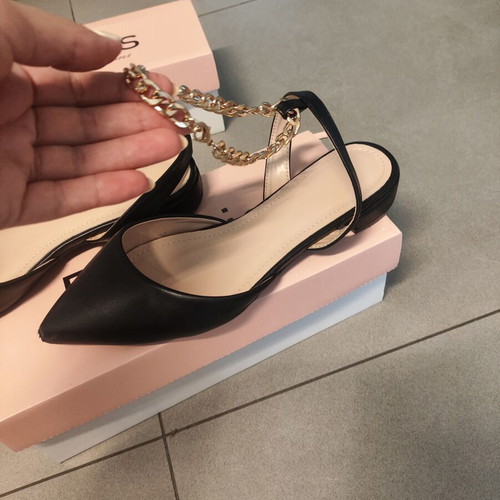 Bozikis black ballerinas size 38 used with gold chain detail