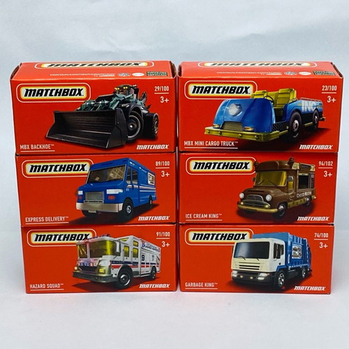 6 Matchbox Power Grabs toy cars, sealed